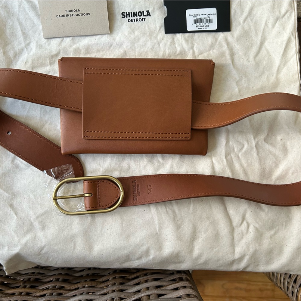 Shinola Detroit Birdy Belt Bag. Brown Leather.MM monogram.